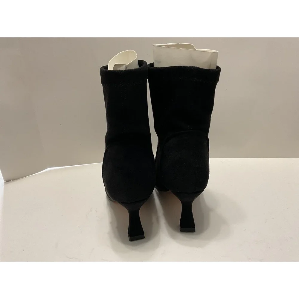 Modern Rebel Tori Black Faux Suede Pointed Toe Kitten Heel Ankle Boots Size6 Sh8